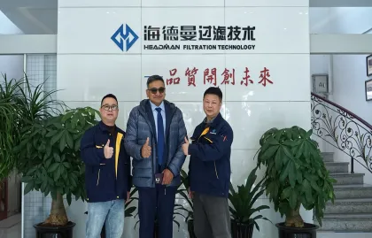 Des clients indiens rendent visite au chef du Zhejiang pour une inspection, unissant leurs forces pour explorer de nouveaux horizons en matière de technologie de filtration